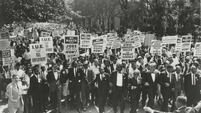 March on Washington for Jobs and Freedom, Martin Luther King, Jr. and Joachim Prinz pictured, 1963